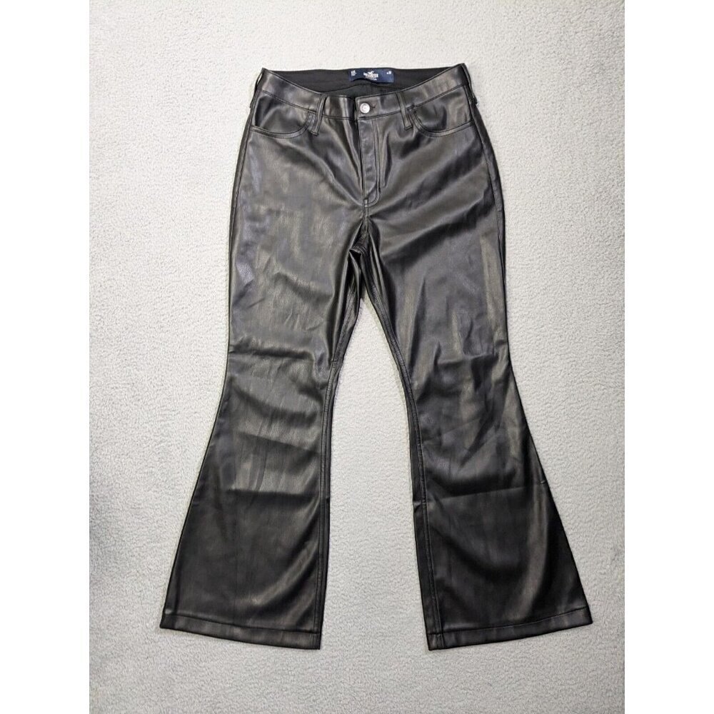 Hollister Faux Leather Pants 11S w30 (Meas 30x28) High Rise Flare Black